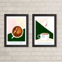 Ver imagem 1 de Kit 2 Quadros Decorativos Piscina de café 24x18cm:madeira Branca