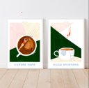 Ver imagem 2 de Kit 2 Quadros Decorativos Piscina de café 24x18cm:madeira Branca