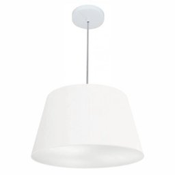 Lustre Pendente Cone Md-4021 Cupula Tecido 21/40x30cm Branco - 1