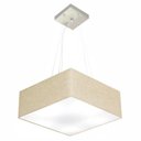 Ver imagem 1 de Lustre Pendente Quadrado Md-4194 Cupula Tecido 12/40x40cm Rustico Bege