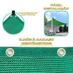 Tela Sombrite Decorativa Verde 4m X 3m Bainha e Ilhós a Cada 50cm - 2