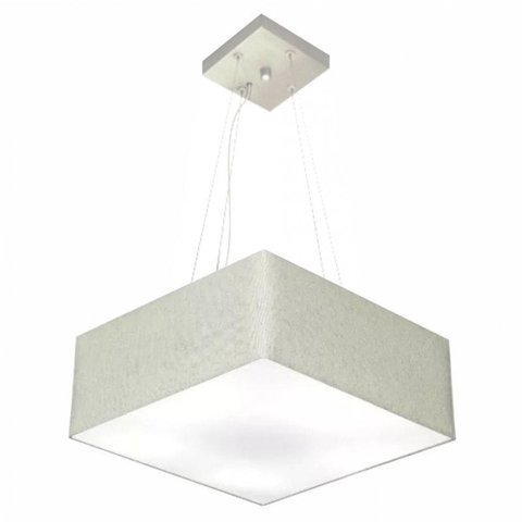 Lustre Pendente Quadrado Md-4194 Cupula Tecido 12/40x40cm Rustico Cinza