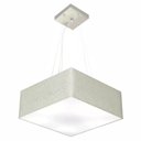 Ver imagem 1 de Lustre Pendente Quadrado Md-4194 Cupula Tecido 12/40x40cm Rustico Cinza