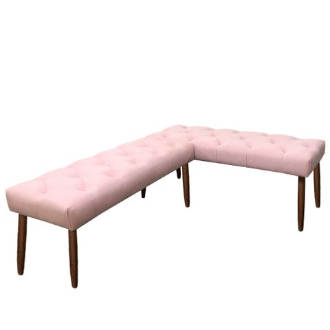 Canto Alemão Suede Rosa Bebe Assento 1,20x0,75 - Dominic Decor