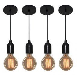 Kit/4 Lustre Pendente Luminária Md-4149 Suporte para Lâmpada / Não Inclusa - 1
