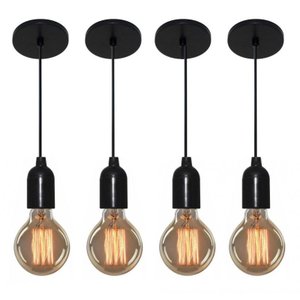 Kit/4 Lustre Pendente Luminária Md-4149 Suporte para Lâmpada / Não Inclusa
