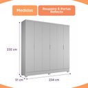 Ver imagem 4 de Guarda-roupa Casal 6 Portas Reflecta 4 Gavetas Atenas Yescasa