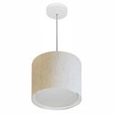 Ver imagem 1 de Lustre Pendente Cilindrico Duplo Md-4284 Cupula Tecido 30x30cm Linho Bege
