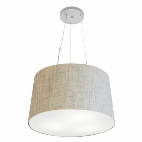 Lustre Pendente Cone Md-4153 Cupula Tecido 30/45x40cm Rustico Bege