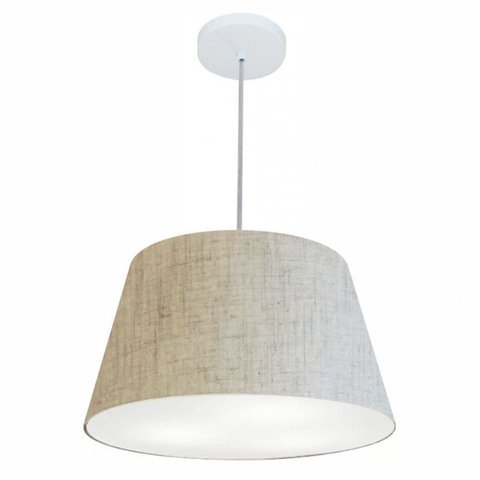 Lustre Pendente Cone Md-4021 Cupula Tecido 21/40x30cm Rustico Bege