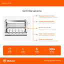 Ver imagem 4 de Kit Churrasqueira Gourmet Completa Inox Litoral Makeer Grill Elevatório 5 Espetos 1579 m