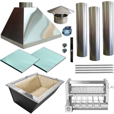 Kit Churrasqueira Gourmet Completa Inox Litoral Makeer Grill Elevatório 5 Espetos 1579 M