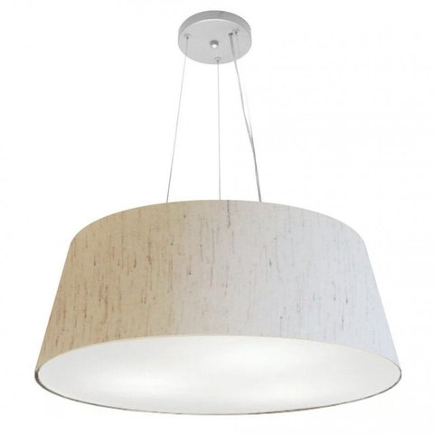 Lustre Pendente Cone Md-4002 Cupula Tecido 21/60x50cm Linho Bege