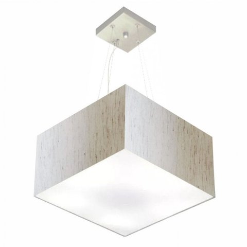 Lustre Pendente Quadrado Md-4197 Cupula Tecido 25/45x45cm Linho Bege