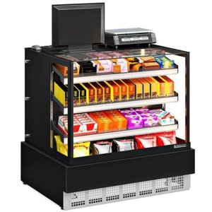 Vitrine Neutra Aberta com Caixa Conveniência Gourmet Mgex100 Gelopar Balcão Seco Preto Bivolt