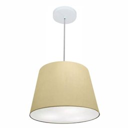 Lustre Pendente Cone Md-4155 Cupula Tecido 30/40x30cm Algodao Cru - 1