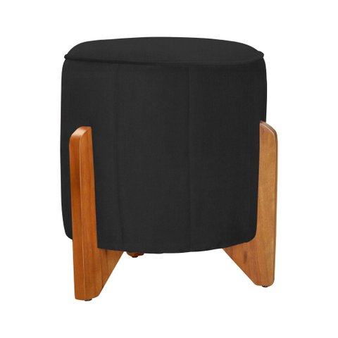 Puff Jade Pés de Madeira Suede: Preto