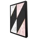 Ver imagem 2 de Quadro Decorativo Caixa Geométrico Mármore Rosa e Preto TaColado Moldura Caixa 3cm Freijó sem Vidro 