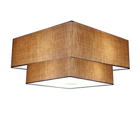 Plafon Quadrado Md-3022 Cupula Tecido Dupla 25/50x35cm Palha / Palha