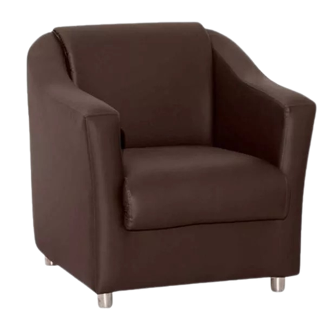 Poltrona Decorativa Reforçada Recepção Clinica Salão Courino Marrom