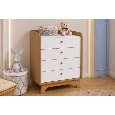 Cômoda Casal T403 4 Gavetas Canela/Branco Kappesberg