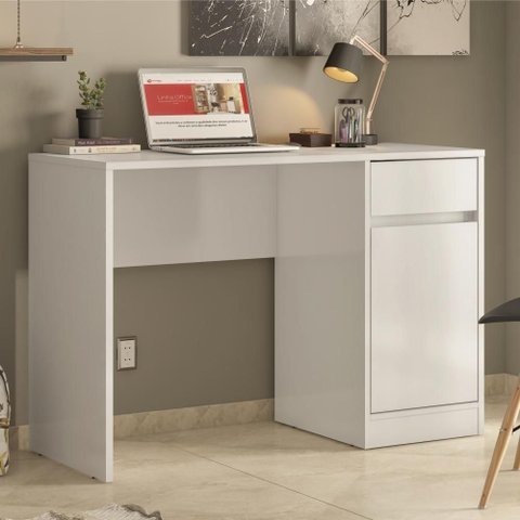 Escrivaninha Amora Moderno 1 Gaveta MDP 109cm Branco Demóbile
