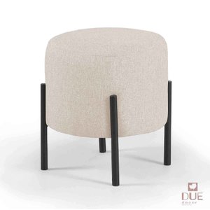 Pufe Estilo Industrial Redondo Liverpool - Linho Nude