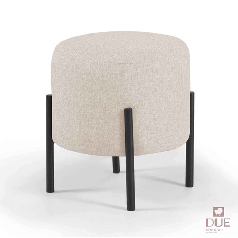 Pufe Estilo Industrial Redondo Liverpool - Linho Nude