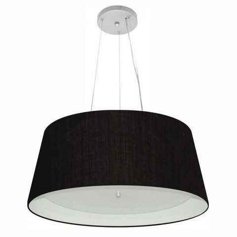 Lustre Pendente Cone Md-4015 Cupula Duplo Tecido 25/60x50cm Preto / Branco