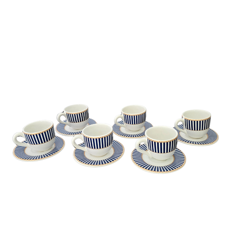 Conjunto Xícaras Café 80ml - Branco Arte Azul 80ml.