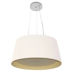 Lustre Pendente Cone Md-4144 Cupula Duplo Tecido 25/50x40cm Branco / Bege - 1