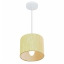 Ver imagem 1 de Lustre Pendente Cilindrico Md-4046 Cupula Tecido 18x18cm Rustico Bege