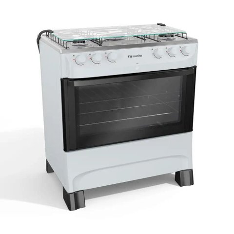 Fogão 5 Bocas a Gás Mueller com Acendimento Automático e Forno 81,6l Branco Bivolt - Mfi5bb
