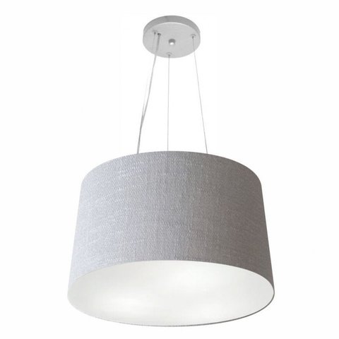 Lustre Pendente Cone Md-4153 Cupula Tecido 30/45x40cm Rustico Cinza