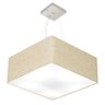 Lustre Pendente Quadrado Md-4071 Cupula Tecido 30/70x70cm Rustico Bege - 1
