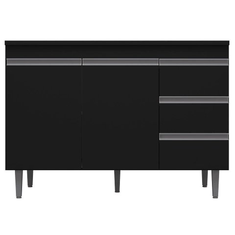 Balcão Gabinete De Pia 100cm Sem Tampo 2 Portas Preto