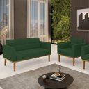 Ver imagem 1 de Conjunto Poltrona e Namoradeira Decorativas Karen Pés Fixo em Madeira Castanho Veludo Verde Esmerald