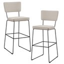Ver imagem 1 de Kit 02 Banquetas Alta para Cozinha Sala de Jantar Base em Aço Fixa Allana L02 Linho Cru - Lyam