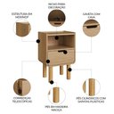 Ver imagem 3 de Mesa de Cabeceira Luara Hanover A10 1 Gaveta MDF Moderno Amadeirado Mpozenato