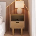 Ver imagem 1 de Mesa de Cabeceira Luara Hanover A10 1 Gaveta MDF Moderno Amadeirado Mpozenato