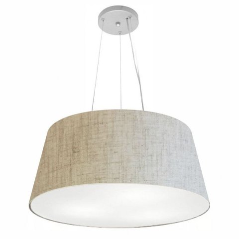 Lustre Pendente Cone Md-4062 Cupula Tecido 25/60x50cm Rustico Bege