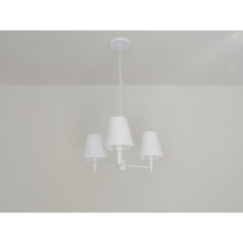 Lustre Pendente 3 Braços Md-5000-Branco Cupula Tecido 14/14x8cm Branco