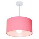 Ver imagem 1 de Lustre Pendente Cilindrico 4052 Cupula Tecido 50x21cm Rosa Bebe