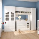 Ver imagem 1 de Conjunto Modulado Completo Infantil Eloísa para Quarto de Bebê Ponte Aérea e Cômoda Branco Phoenix