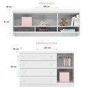 Ver imagem 2 de Conjunto Modulado Completo Infantil Eloísa para Quarto de Bebê Ponte Aérea e Cômoda Branco Phoenix