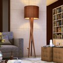Ver imagem 2 de Luminária de Chão Paris com Pés de Madeira e Tecido Sapucaia Marrom 158cm