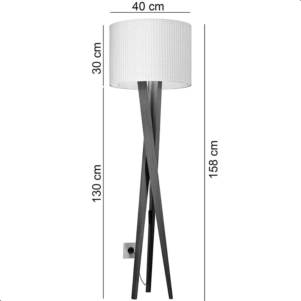 Luminária de Chão Paris com Pés de Madeira e Tecido Sapucaia Marrom 158cm - 6