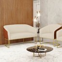 Ver imagem 2 de Namoradeira e Poltrona Industrial Dourado Stella Noz/linho D03 - D'Rossi