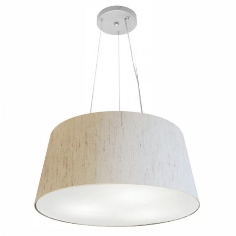 Lustre Pendente Cone Md-4048 Cupula Tecido 21/50x40cm Rustico Bege