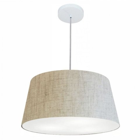 Lustre Pendente Cone Md-4050 Cupula Tecido 21/50x40 Rustico Bege